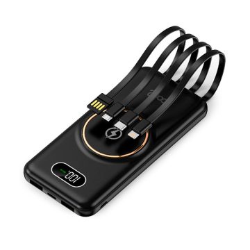 Batería Externa Universal Power Bank 10.000 mAh + Qi Carga Inalámbrica (4 conexiones) Negro