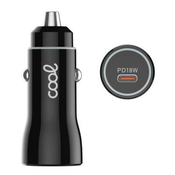 Cargador Coche Universal Entrada Tipo C (PD) COOL (18W) Negro