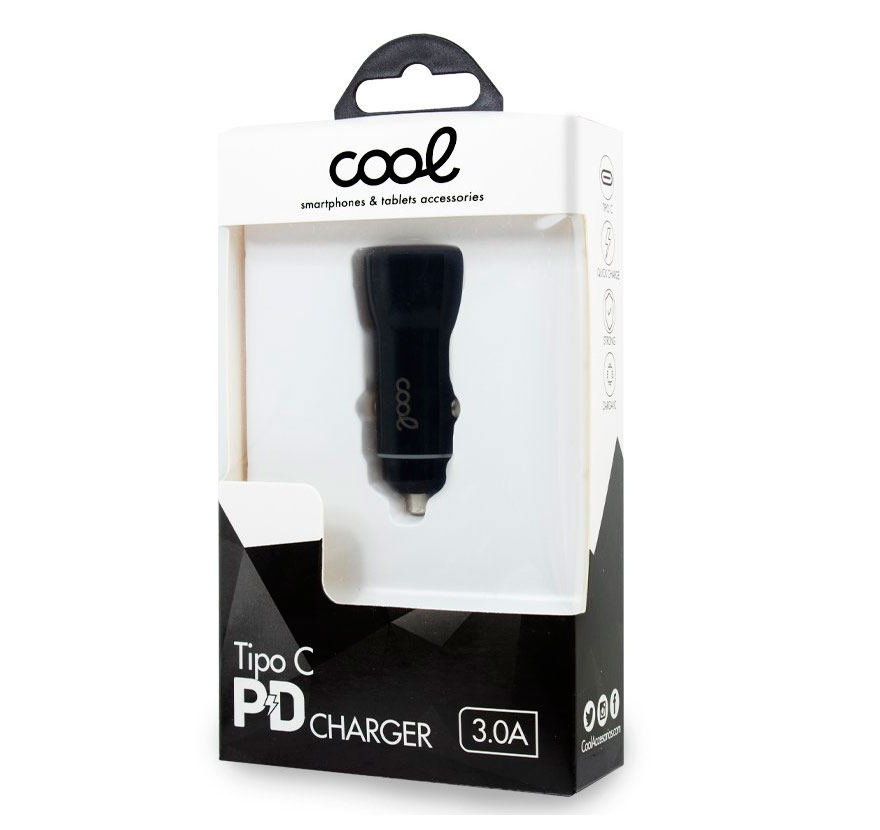 Cargador Coche Universal Entrada Tipo C (PD) COOL (18W) Negro - Imagen 3