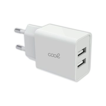 Cargador Red Universal Entrada 2 x USB COOL 2.4 Amperios Blanco